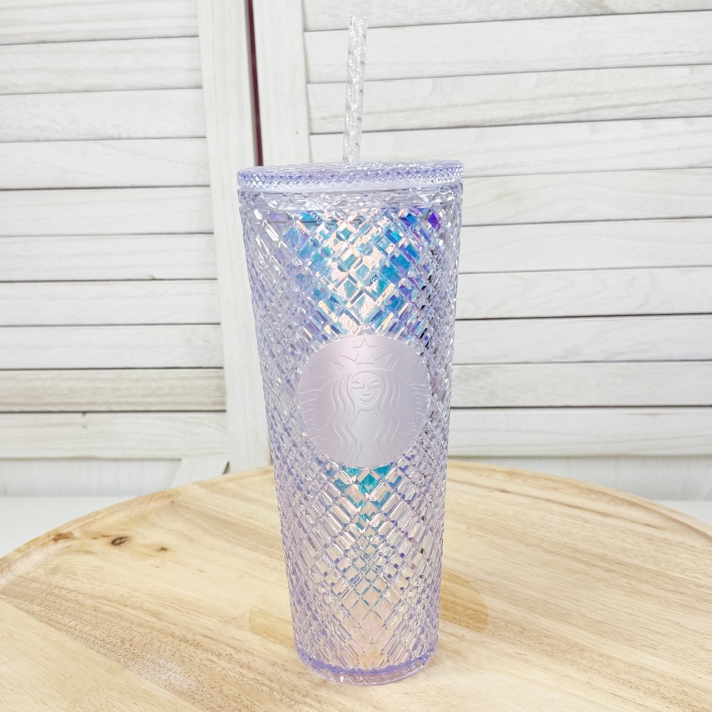 Starbucks Unicorn Clear Iridescent Jewel Cut Tumbler Cup Venti 24oz